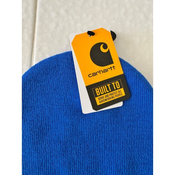 Carhartt Knit Ribbed Patch Beanie Royal Blue NWT $25 - Picture 4 of 4